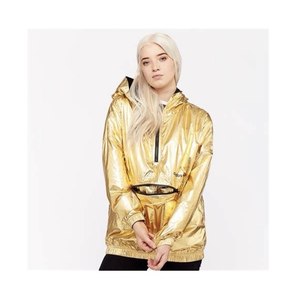 adidas Jackets & Blazers - Adidas Originals Golden Windbreaker Hooded Lined Half-Zip BR0290 Women's XS